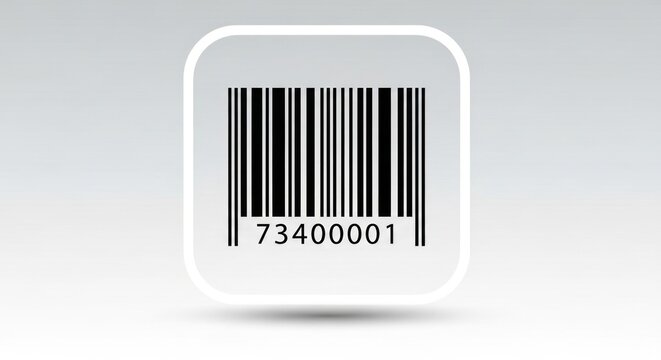 Barcode symbol with numeric data on a light gray background isolated