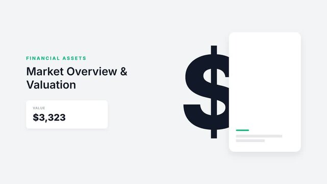 Financial assets market overview valuation with dollar symbol, value card, clean business dashboard design