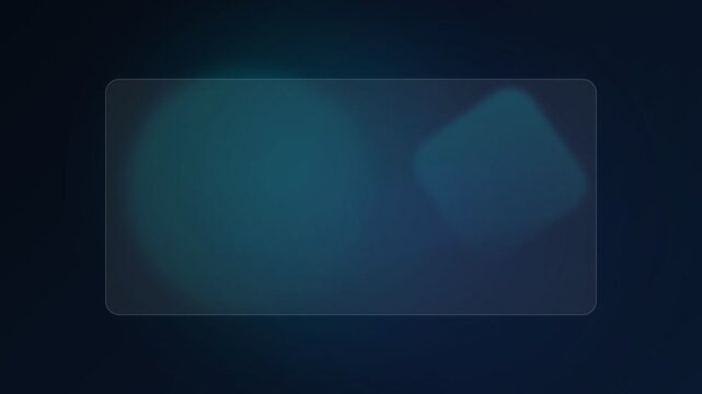Frosted glass panel on dark blue gradient, abstract transparent rectangle, modern UI overlay, corporate template