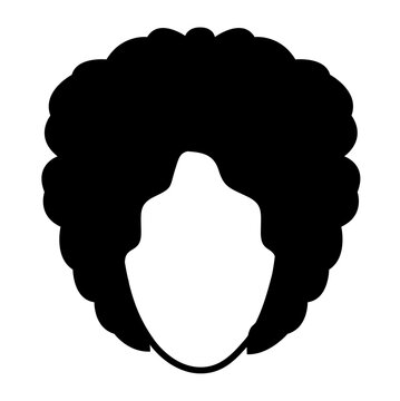 Curly Hair hairstyle silhouette front view, soft curls shape volume texture structure clean outline for icon, avatar, logo, minimal beauty graphics, fashion illustration