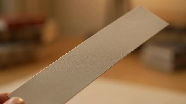 A Person Testing the Flexibility and Quality of a Thick Cream Colored Cardstock Paper Strip