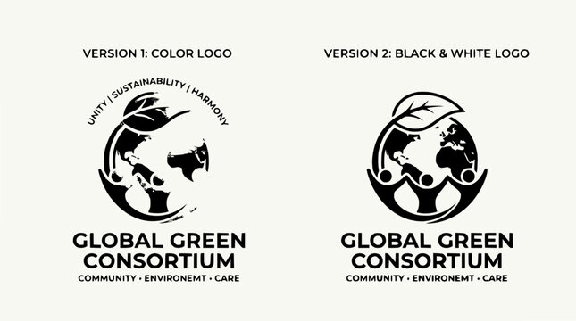 Global Green Consortium Logo: Color and Black & White Versions