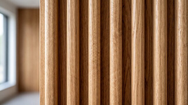 wood textures, close-up of a beautifully textured fluted wooden panel showcasing grain details