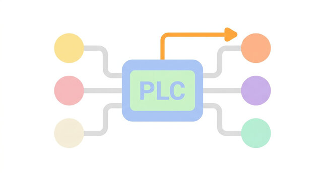 Programmable logic controller (PLC) diagram illustration with connections for electronics projects, automation blogs, engineering education, and technology resources