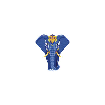 Blue Elephant logo design with Yellow Accents.
