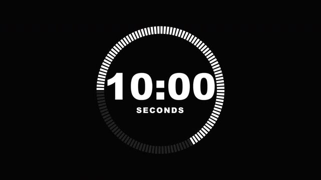 Minimalist digital clock countdown timer with circular progress bar, concept for time management, event starting and productivity
