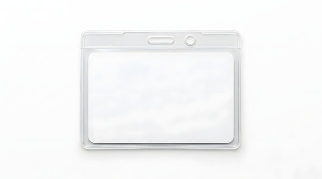 Blank Horizontal ID Badge Holder Mockup on White Background