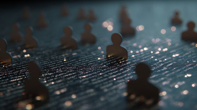 Digital Network Connection: Abstract Visual of People Icons on a Circuit Board for Social Media, Global Community, and Technology Concepts