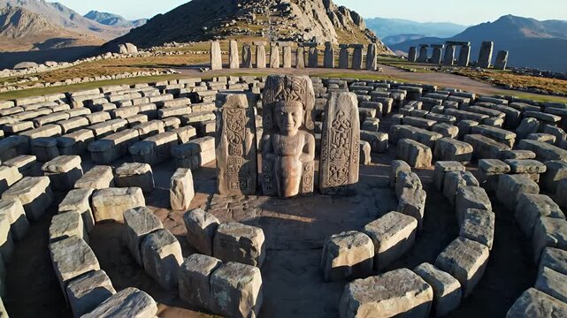 Ancient Standing Stones Circle Monument Landscape.