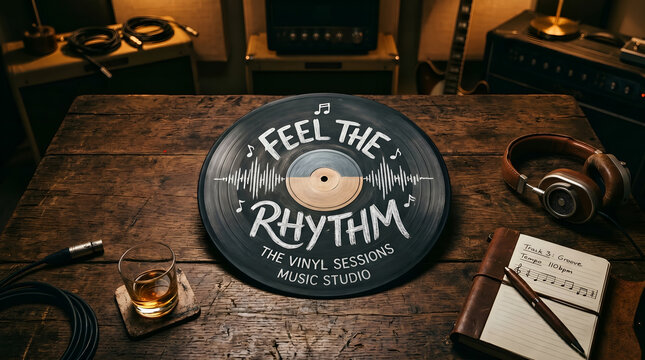 Feel the Rhythm The Vinyl Sessions Music Studio - A Visual Ode to Analog Sound