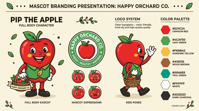 Whimsical Apple Characters Branding Presentation.