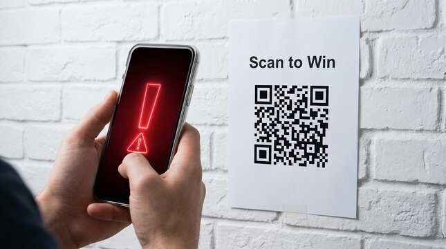Phishing Scam Warning: Red Digital Exclamation Mark on Mobile Screen