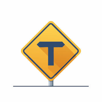 T-junction road sign icon