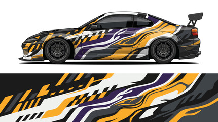 Fototapeta premium Colorful abstract car wrap design template.