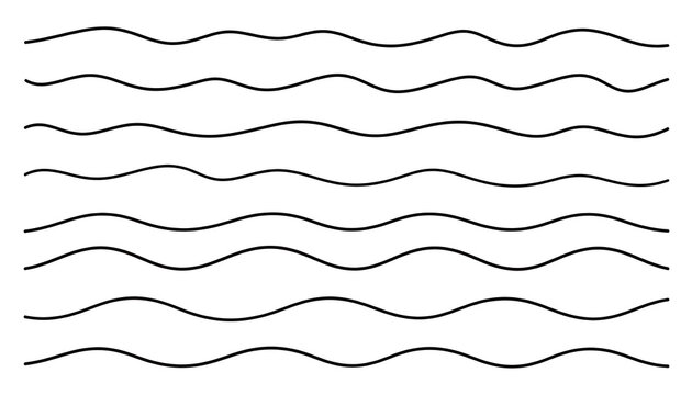 pattern of parallel wavy horizontal lines, abstract scientific waves, simple black and white graphic element