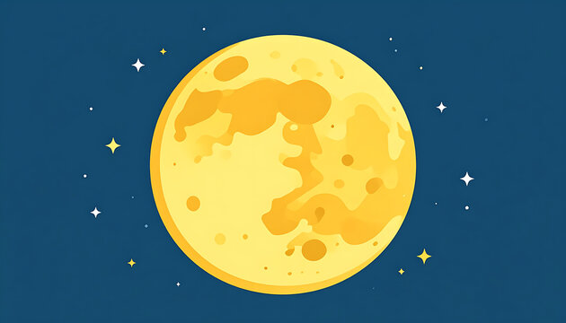 Pixel art full moon with stars in a dark blue night sky, retro game aesthetic