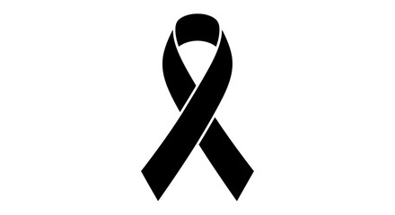 Awareness ribbon stands as a universal symbol for mourning, remembrance, and support for various medical causes in a minimalist black graphic design. © Berkah