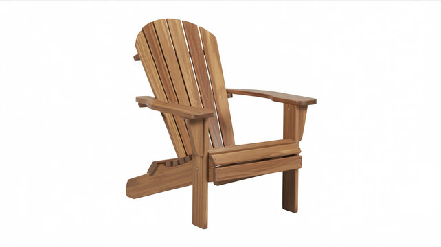 Classic wooden Adirondack chair angled view on a white background