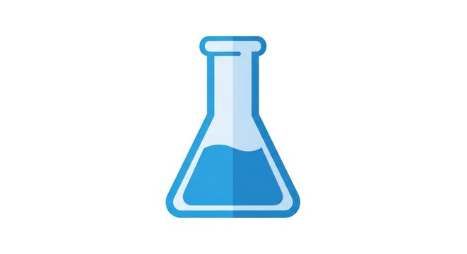 Laboratory Erlenmeyer Flask with Blue Liquid.