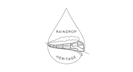 Vintage Train Silhouette Inside Raindrop Outline, Heritage Concept © Azizi