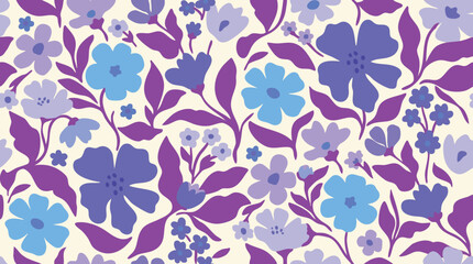 Obraz premium Purple Floral Seamless Pattern Vector for Fabric Background
