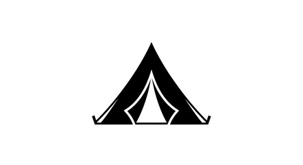 Camping tent silhouette stands as a clear symbol for outdoor adventure, wilderness exploration, and travel planning, providing an ideal visual for tourism and leisure industry marketing. © Berkah