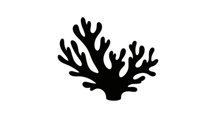 Coral silhouette representing an intricate underwater organism structure is presented as a minimalist graphic for marine biology education and ocean conservation awareness projects. © Berkah