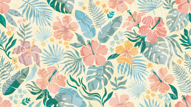 Seamless Tropical Floral Vector Pattern for Fabric and Wallpaper