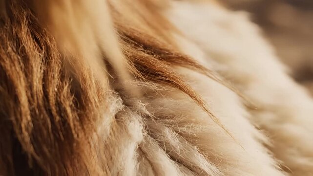 Closeup Macro Shot of Golden Retriever Dog Fur Texture.