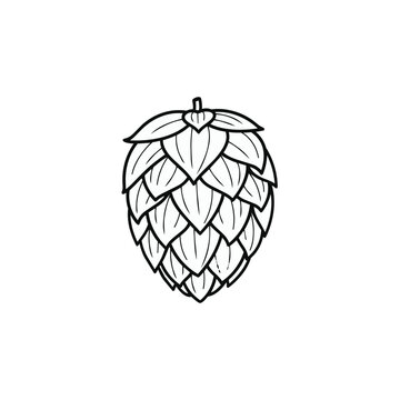 Simple line art illustration of a single hop cone