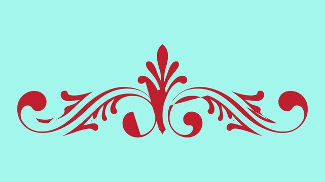 Red swirling floral patterns on mint green background