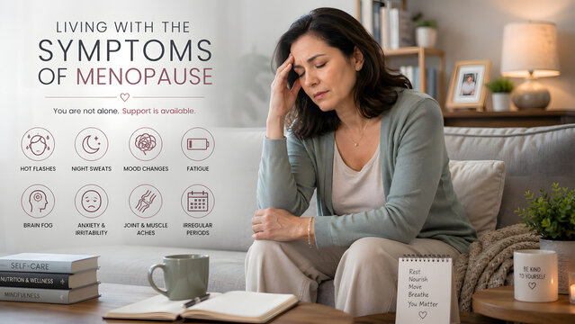woman experiencing menopause symptoms with hot flashes and fatigue