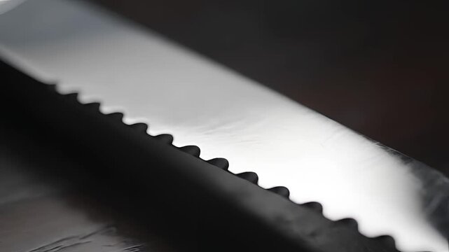 Closeup Macro Shot of Serrated Knife Blade Edge 6.