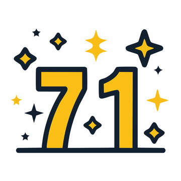 Number 71 with Stars and Sparkles Icon