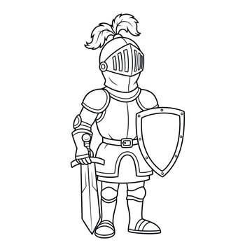 Medieval Knight in Armor Standing.