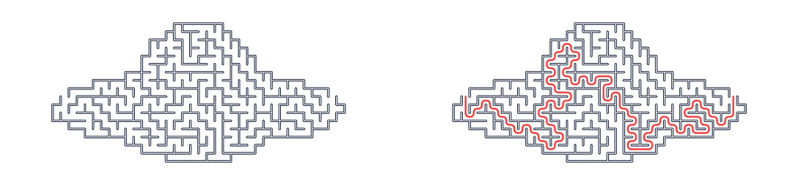Abstract maze design with UFO shape for UFO Day concept  