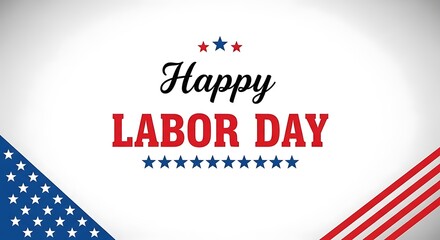 Obraz premium Happy labor day patriotic banner with stars and stripes
