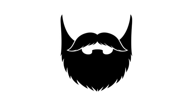 A stylized black silhouette of a full beard and mustache, representing masculine grooming and personal style, isolated on a plain white background.