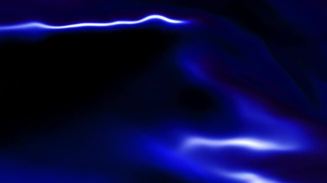 An electrifying abstract background featuring glowing, vivid blue plasma waves and lightning-like streaks against a deep dark void.