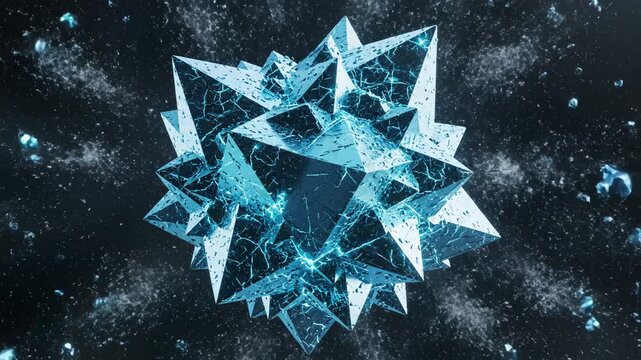 Abstract glowing geometric shape in dynamic fluid symbolizing dynamic movement and artistic expression