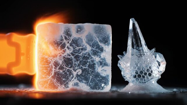 Ice blocks with sparks and cracks emphasizing sleek aesthetics and strong visual impact