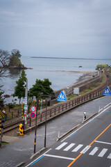 famous place for tourist take photo with Japan alps at amaharashi coast Toyama Japan  © pruchawal