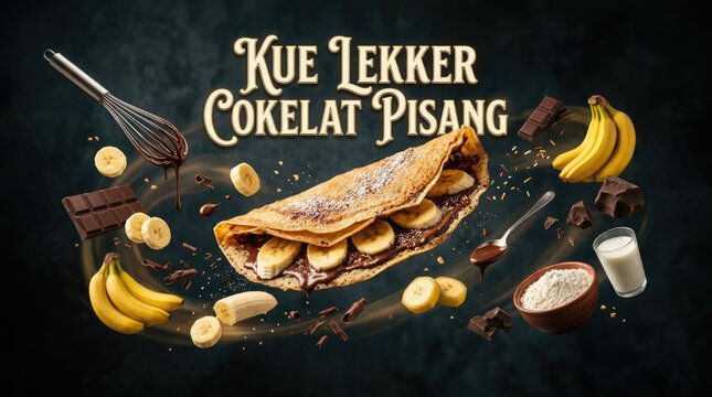 Delicious Kue Lekker Cokelat Pisang with Fresh Banana and Chocolate Ingredients.
