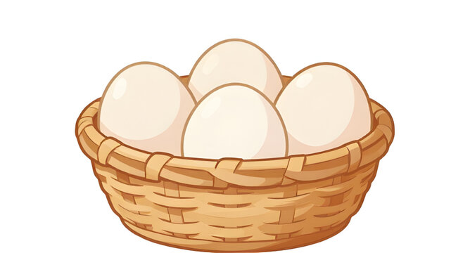 breakfast, eggsinbasket, basketofeggs, eggbasketicon, eggsicon, farmfresh, poultry, food, organic, rustic, agriculture, ingredient, kitchen, icon, vector, illustration, isolated