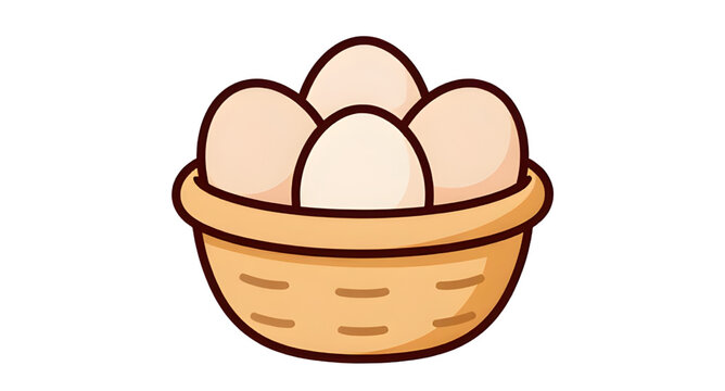 farmfresh, eggsinbasket, basketofeggs, eggbasketicon, eggsicon, poultry, breakfast, food, organic, rustic, agriculture, ingredient, kitchen, icon, vector, illustration, isolated