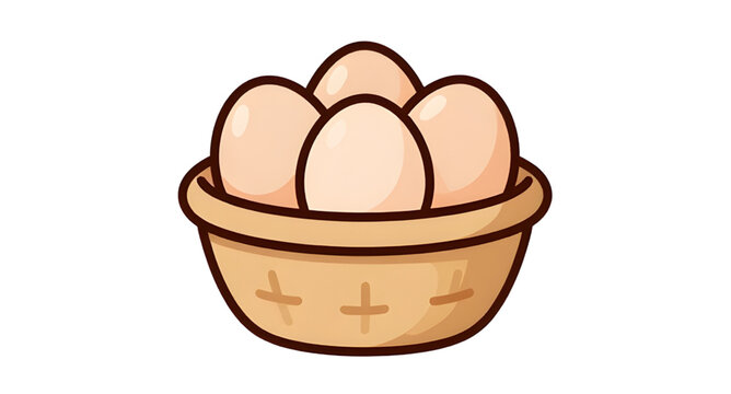 eggsinbasket, basketofeggs, eggbasketicon, eggsicon, farmfresh, poultry, breakfast, food, organic, rustic, agriculture, ingredient, kitchen, icon, vector, illustration, isolated
