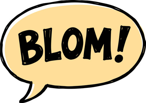 Retro comic speech bubble with BLOM text, vintage pop art explosion cloud, hand drawn sound effect vector illustration for graphic design