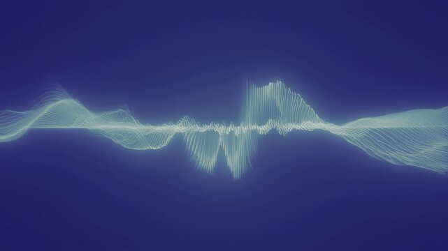 Glowing blue waveform on dark blue background with light effect