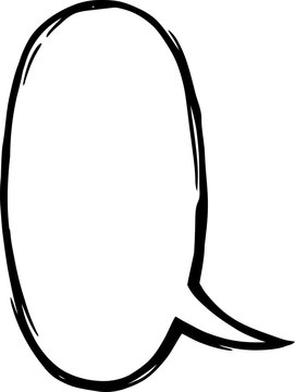 Hand-drawn comic speech bubble vector, vertical manga style shout balloon, black ink sketch dialogue frame for graphic novels and storytelling