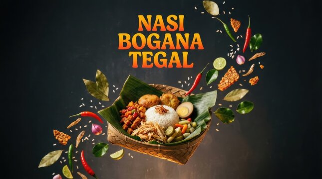Delicious Nasi Bogana Tegal Dish with Fresh Ingredients and Garnishes.
